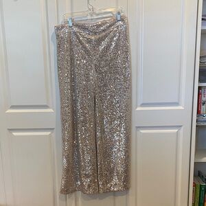 Banana Republic Silver Sequin Wide Leg Pants